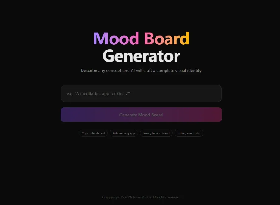 Captura del generador de mood boards